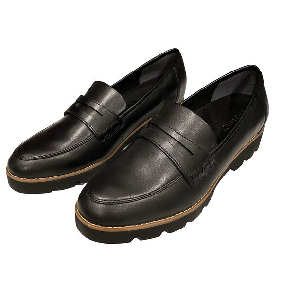 Vionic Shoes - Vionic Cheryl II Lug Penny Loafers Womens 8.5 Black Leather Chunky Sole Shoes